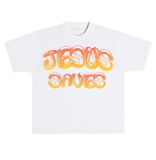 "Jesus Saves" Ombre White