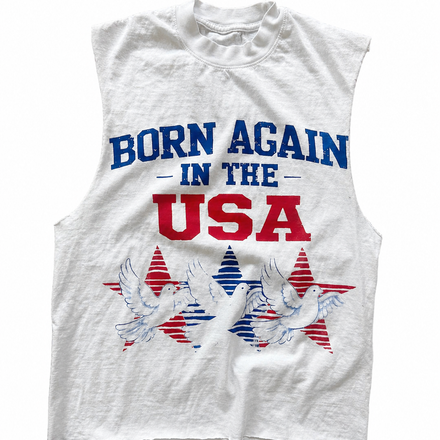 Born Again In The USA Tank - White
